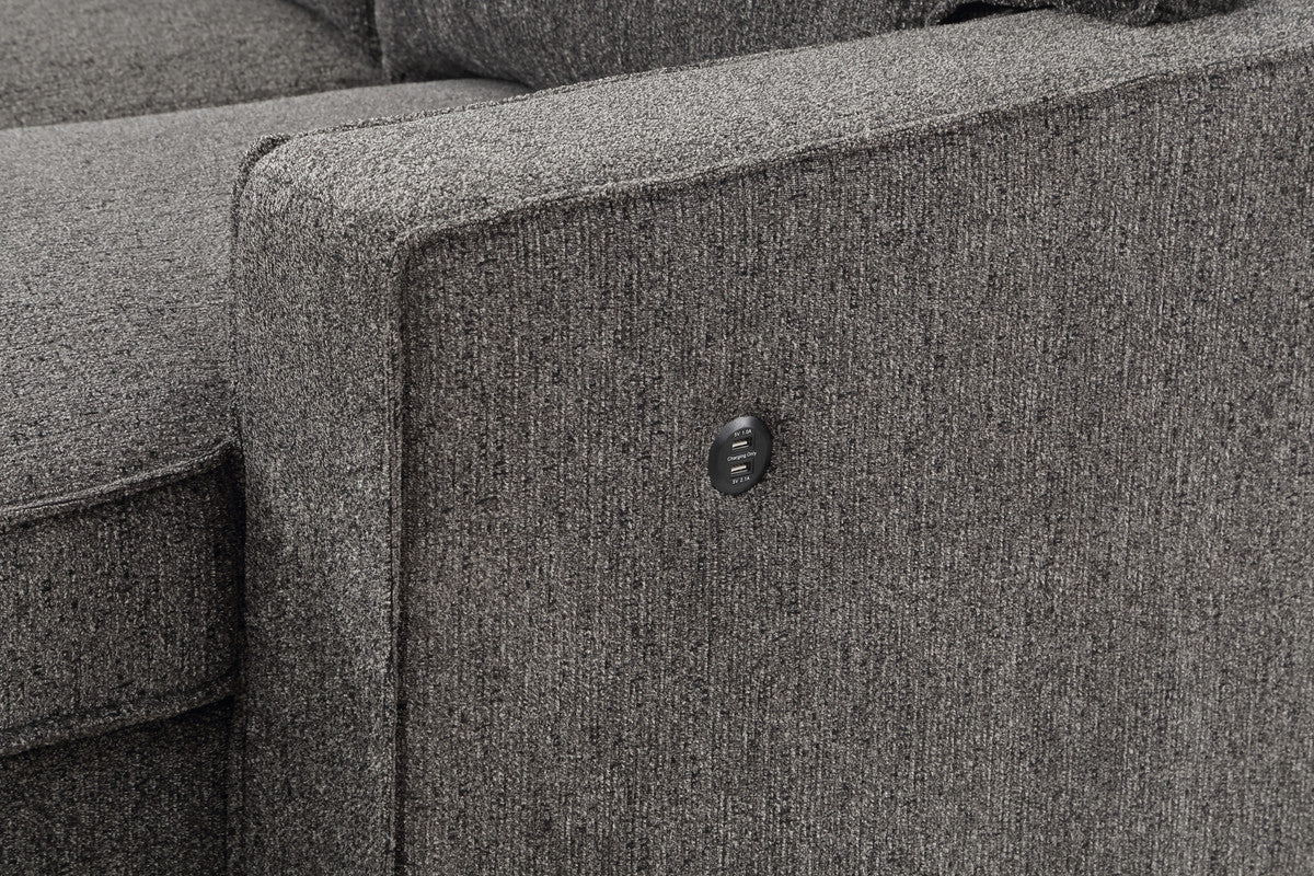 Estelle Dark Gray Reversible Sleeper Sectional Chaise Table 2 Cup Holders 2 USB