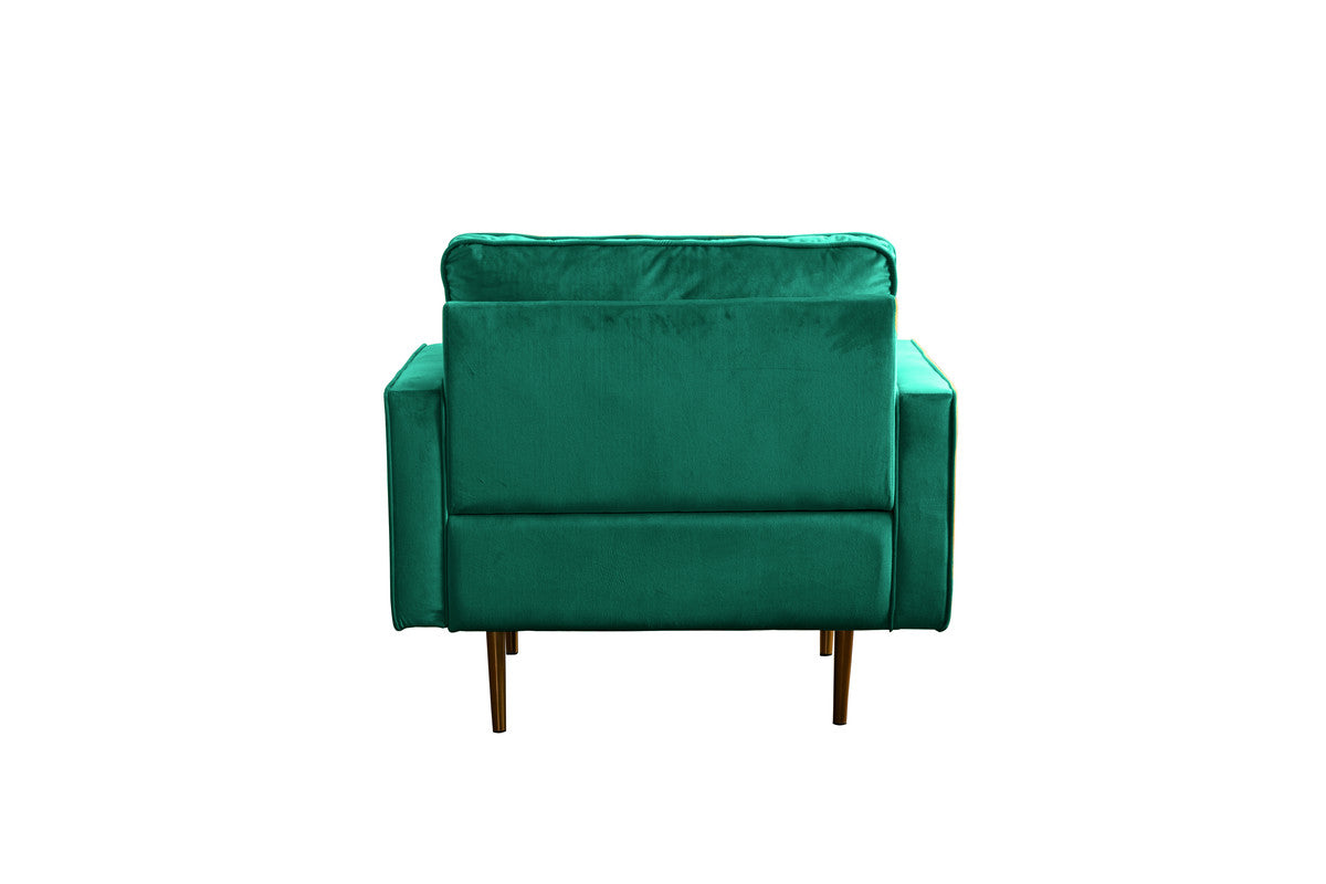 Lilola Home Theo Green Velvet Sofa Loveseat Chair Living Room Set with Pillows