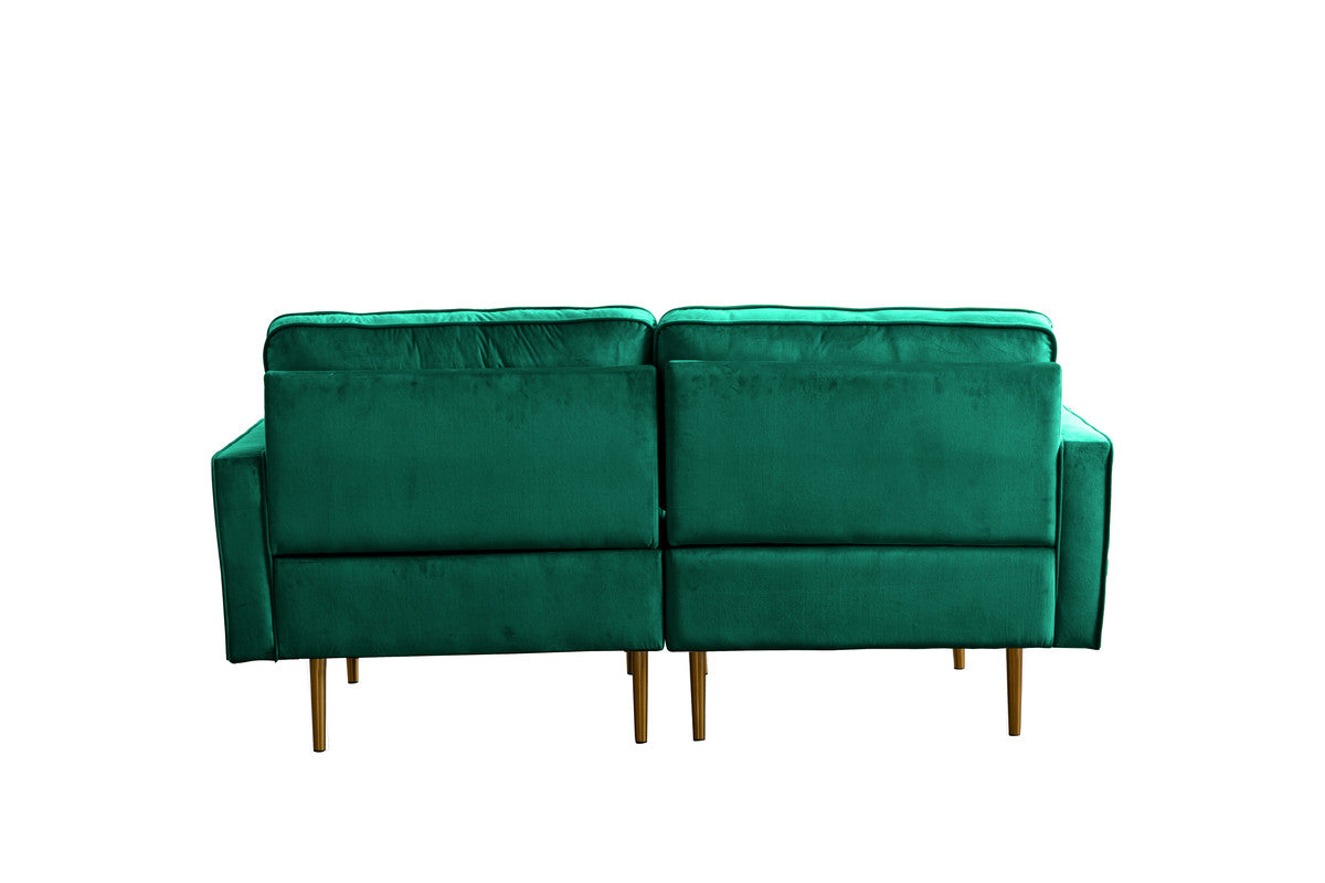 Lilola Home Theo Green Velvet Sofa Loveseat Chair Living Room Set with Pillows