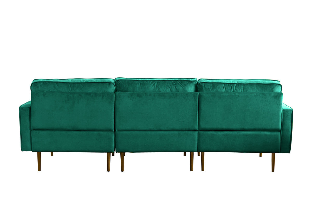 Lilola Home Theo Green Velvet Sofa with Pillows
