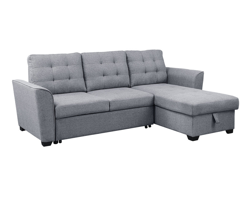 Avery Light Gray Linen Sleeper Sectional Sofa with Reversible Storage Chaise