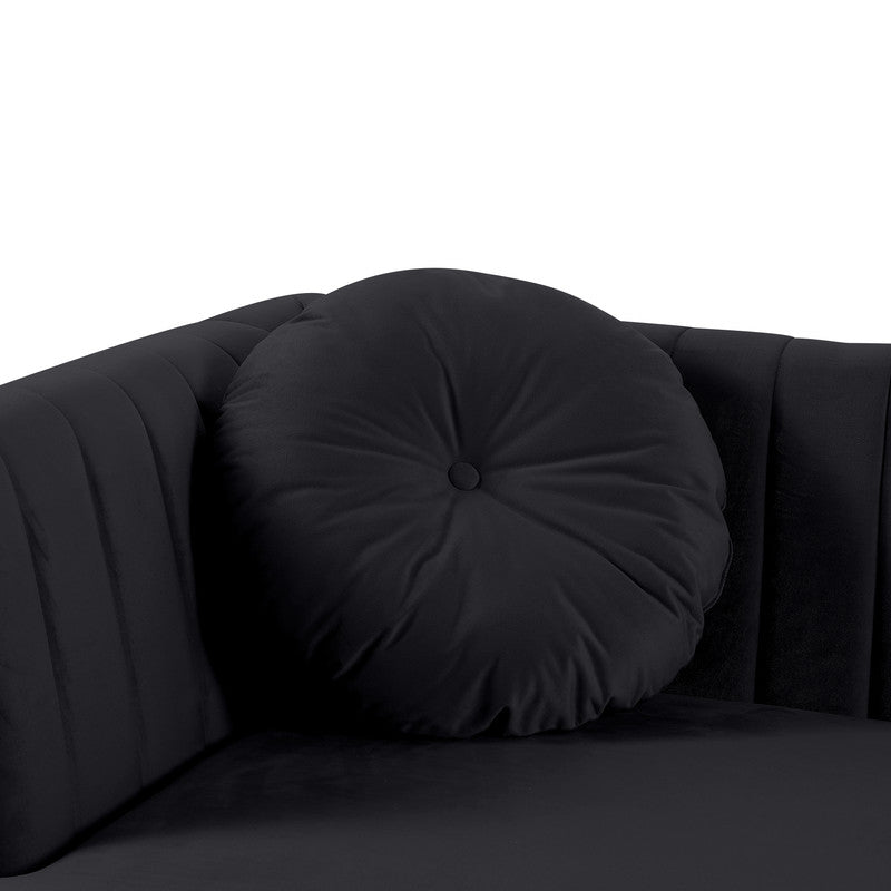 Lilola Home Chloe Black Velvet Sectional Sofa Chaise with USB Charging Port