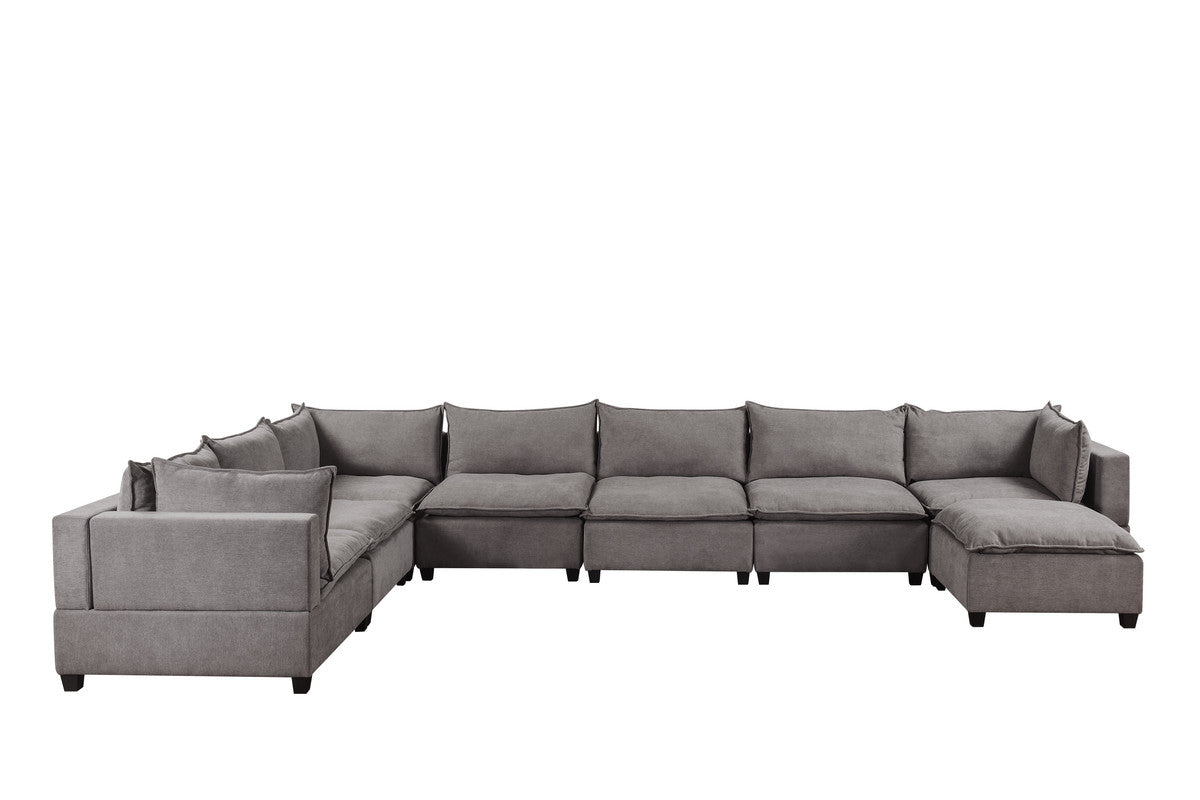 Lilola Home Madison Light Gray Fabric 8 Piece Modular Sectional Sofa Chaise