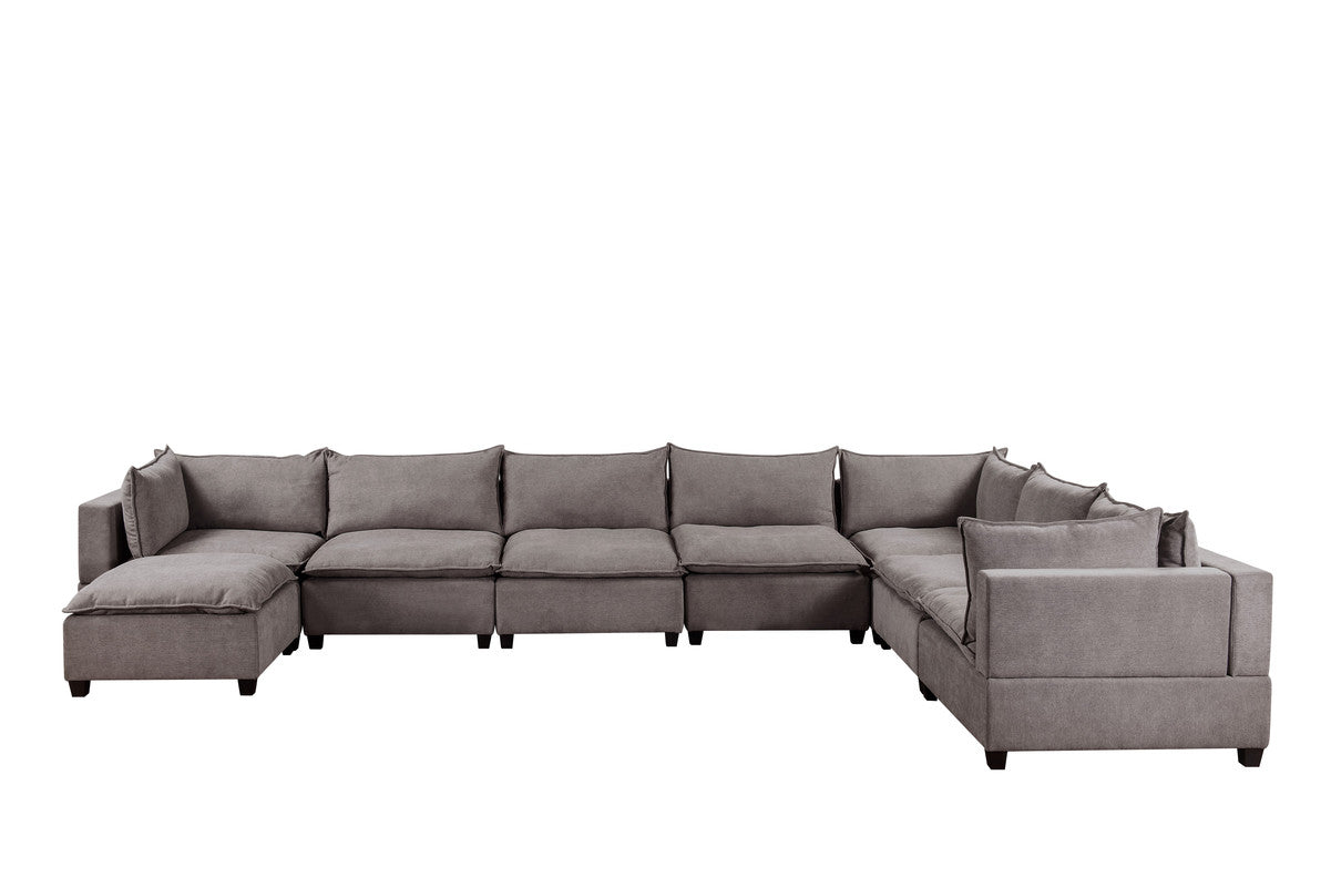 Lilola Home Madison Light Gray Fabric 8 Piece Modular Sectional Sofa Chaise