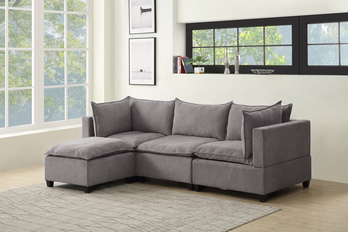 Lilola Home Madison Light Gray Fabric Reversible Sectional Sofa Ottoman