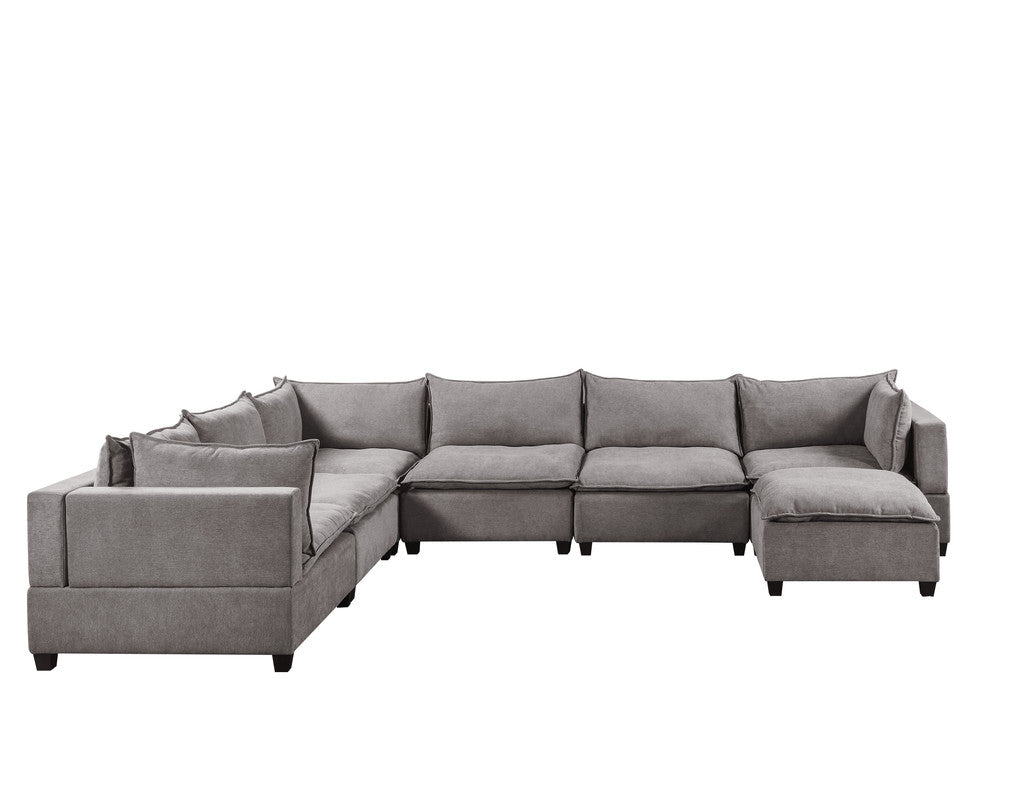 Lilola Home Madison Light Gray Fabric 7 Piece Modular Sectional Sofa Chaise