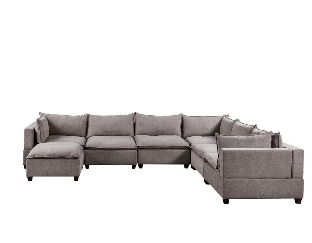 Lilola Home Madison Light Gray Fabric 7 Piece Modular Sectional Sofa Chaise