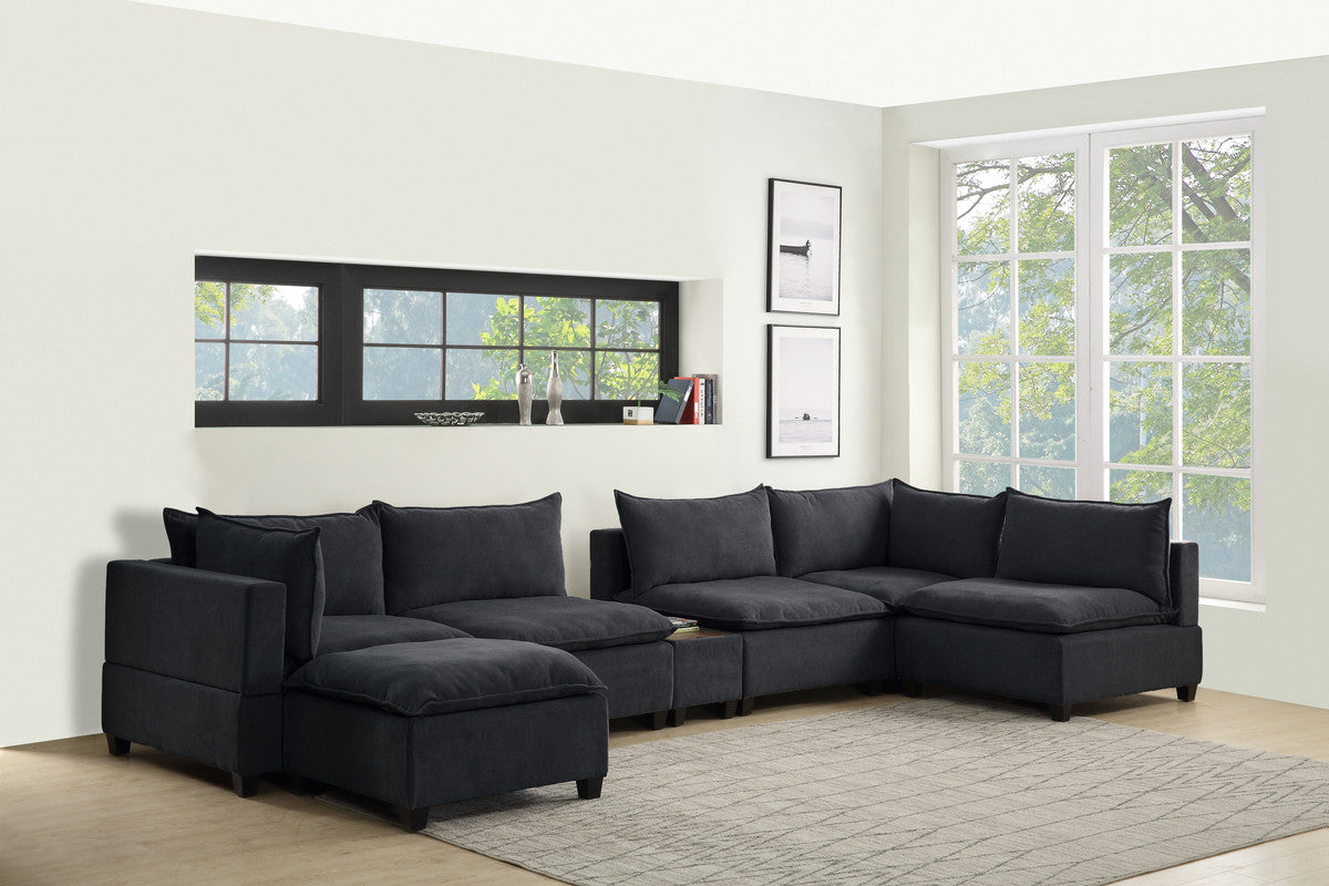 Madison Dark Gray 7-Piece Modular Sectional Chaise, USB Storage Console Table