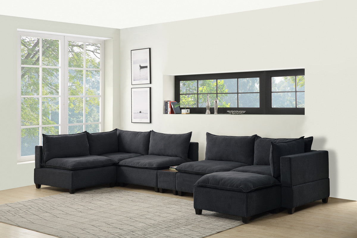 Madison Dark Gray 7-Piece Modular Sectional Chaise, USB Storage Console Table