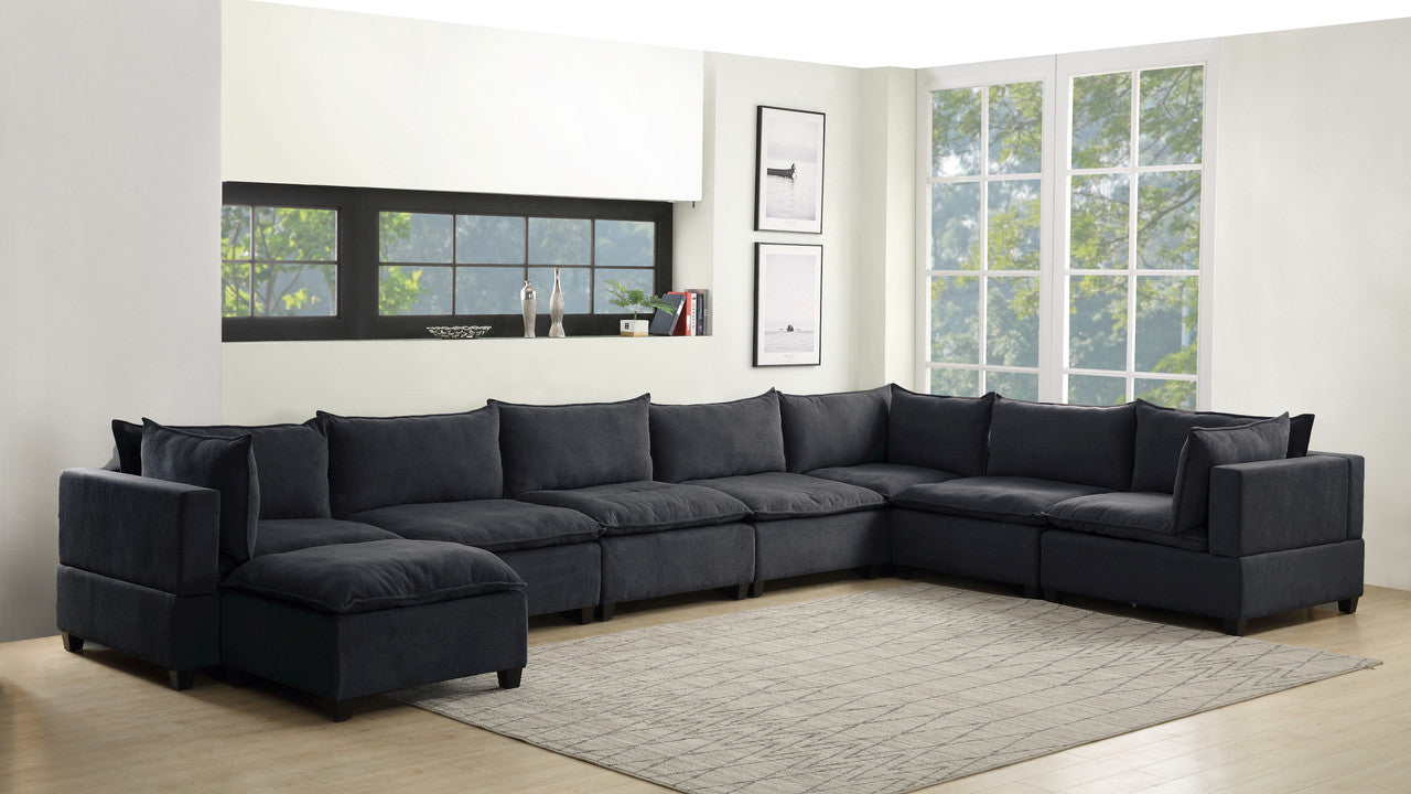 Lilola Home Madison Dark Gray Fabric 8 Piece Modular Sectional Sofa Chaise