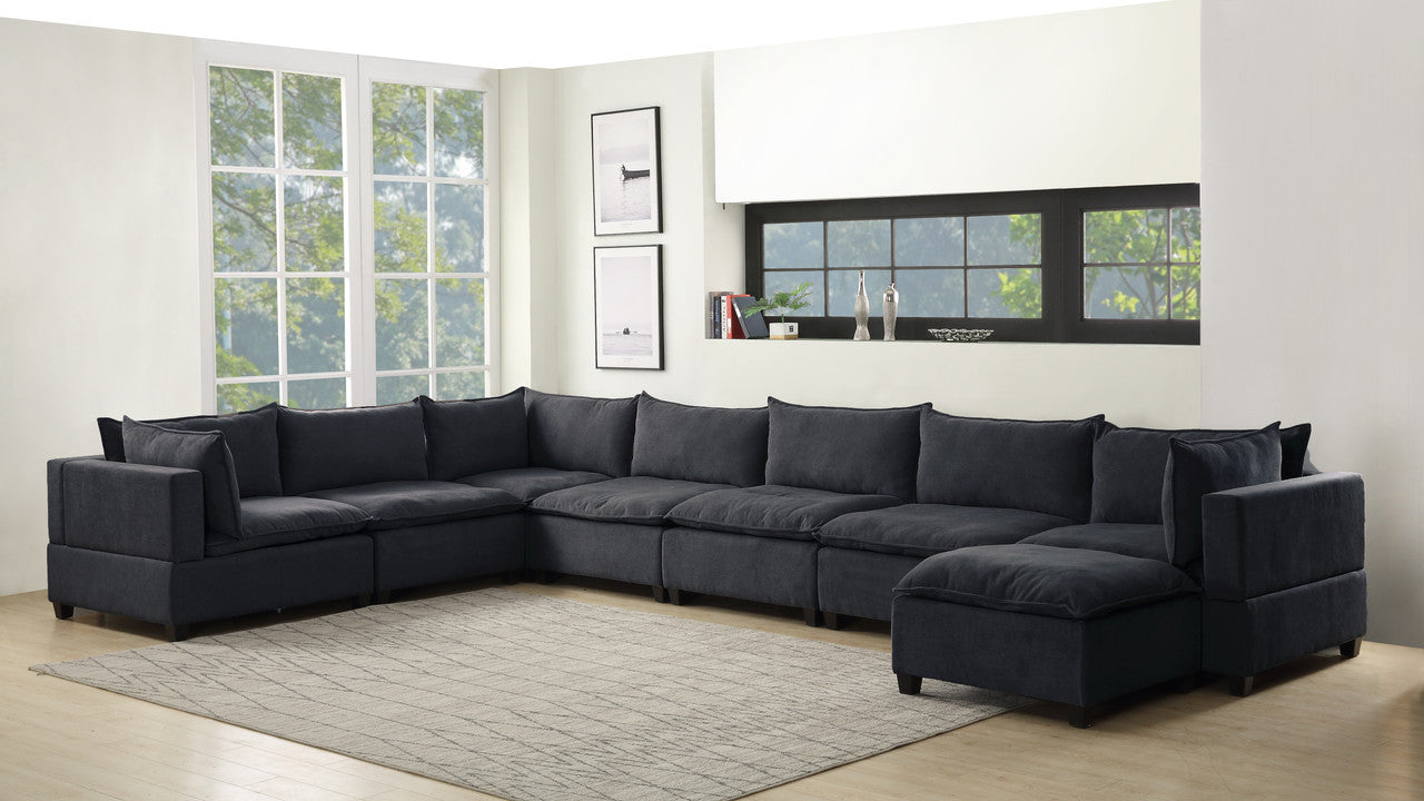 Lilola Home Madison Dark Gray Fabric 8 Piece Modular Sectional Sofa Chaise