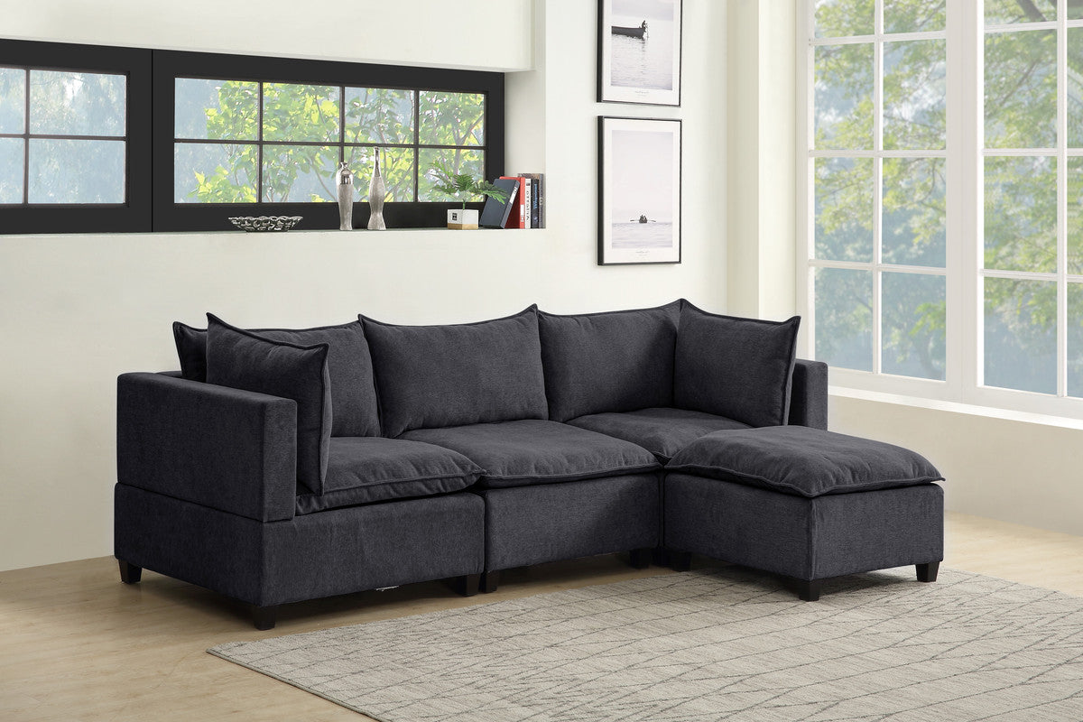 Lilola Home Madison Dark Gray Fabric Reversible Sectional Sofa Ottoman