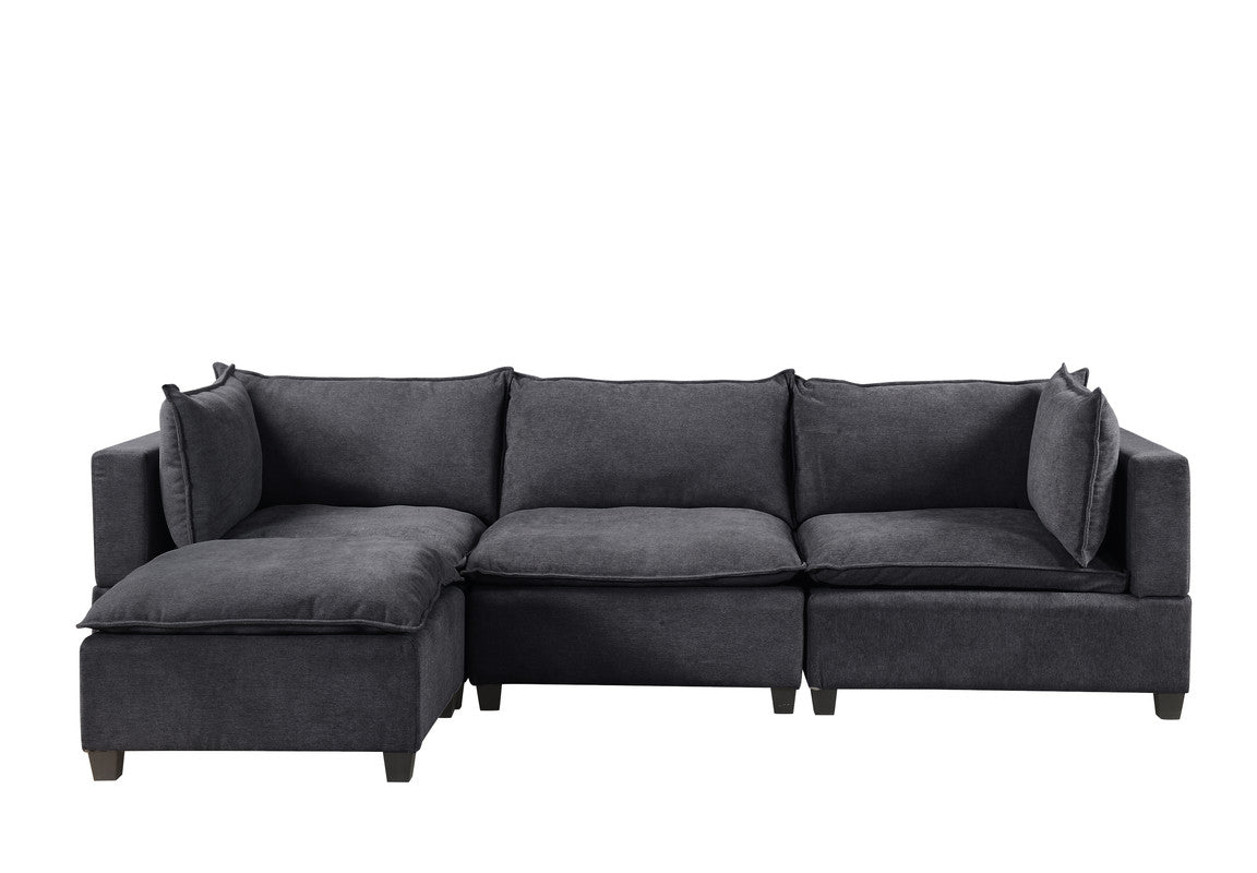 Lilola Home Madison Dark Gray Fabric Reversible Sectional Sofa Ottoman