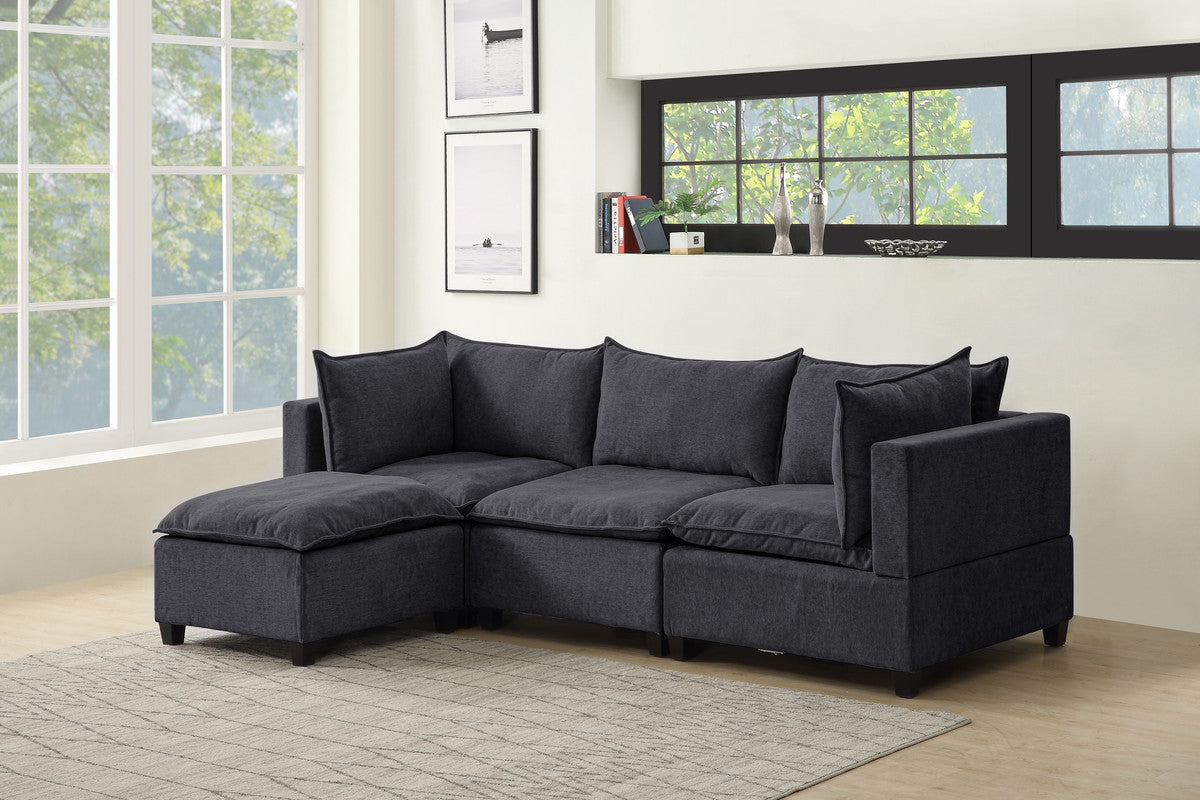 Lilola Home Madison Dark Gray Fabric Reversible Sectional Sofa Ottoman