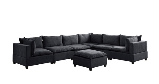 Madison Dark Gray Fabric 7 Piece Modular Sectional Sofa with Ottoman