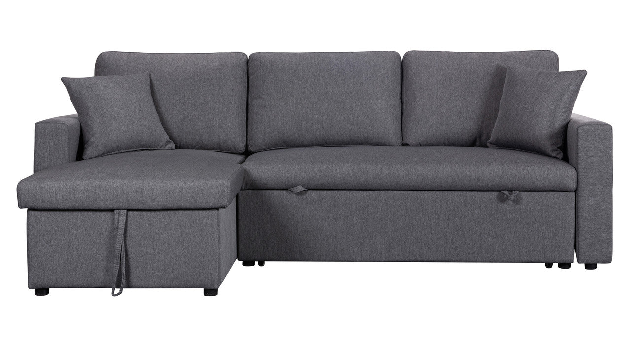 Paisley Light Gray Linen Reversible Sleeper Sectional Sofa with Storage Chaise