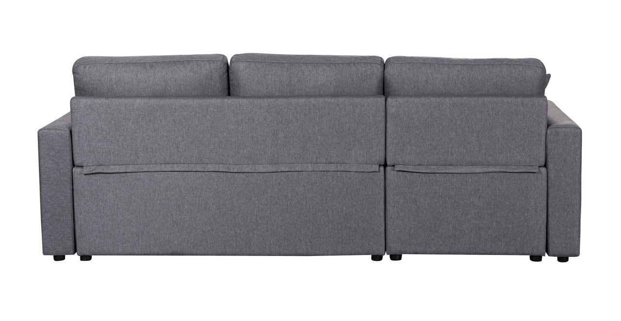 Paisley Light Gray Linen Reversible Sleeper Sectional Sofa with Storage Chaise