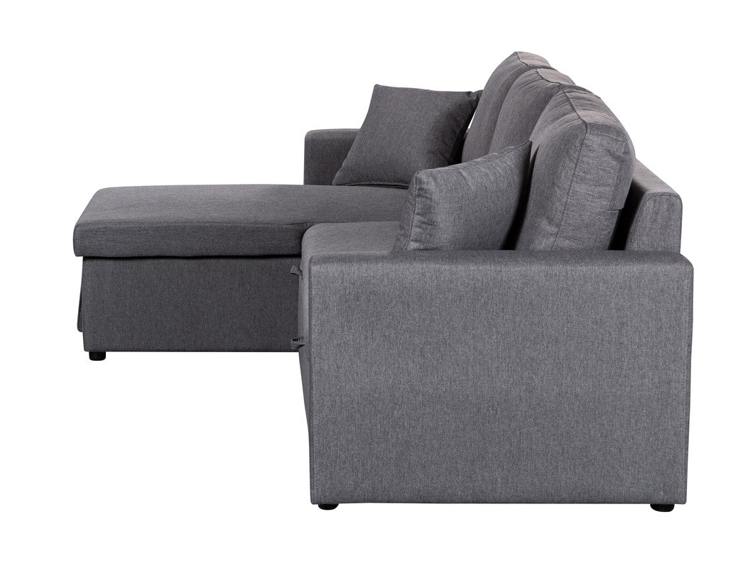 Paisley Light Gray Linen Reversible Sleeper Sectional Sofa with Storage Chaise
