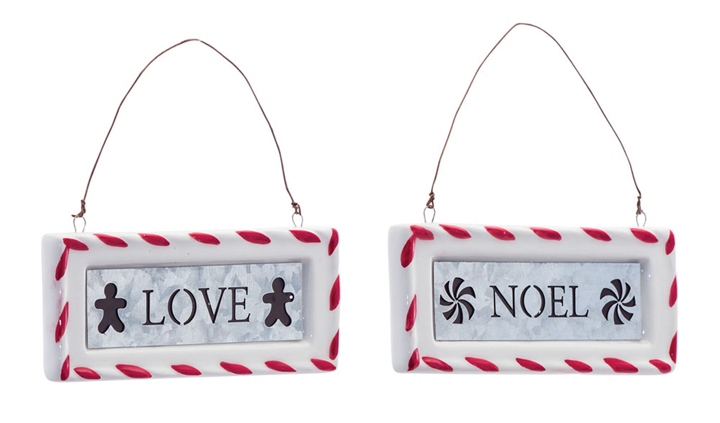 Love And Noel Ornament (Set Of 12) 4.5"H Ceramic