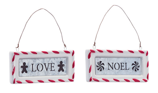 Love And Noel Ornament (Set Of 12) 4.5"H Ceramic