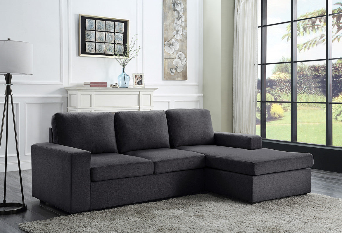 Lilola Home Newlyn Sofa with Reversible Chaise in Dark Gray Linen