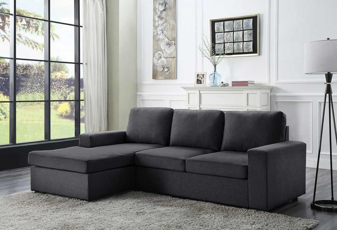 Lilola Home Newlyn Sofa with Reversible Chaise in Dark Gray Linen