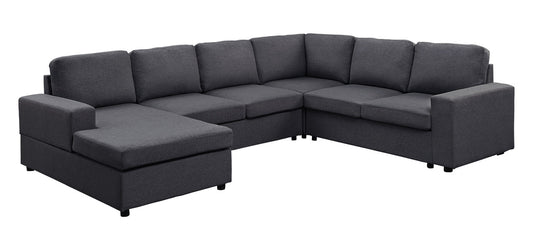 Lilola Home Warren Sectional Sofa with Reversible Chaise in Dark Gray Linen