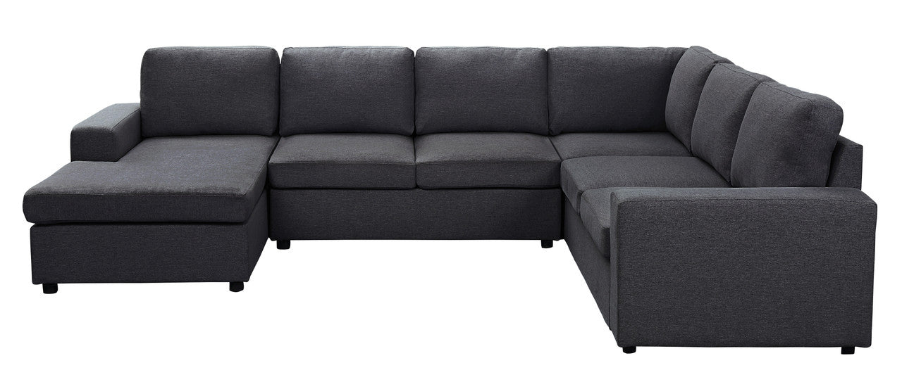 Lilola Home Warren Sectional Sofa with Reversible Chaise in Dark Gray Linen