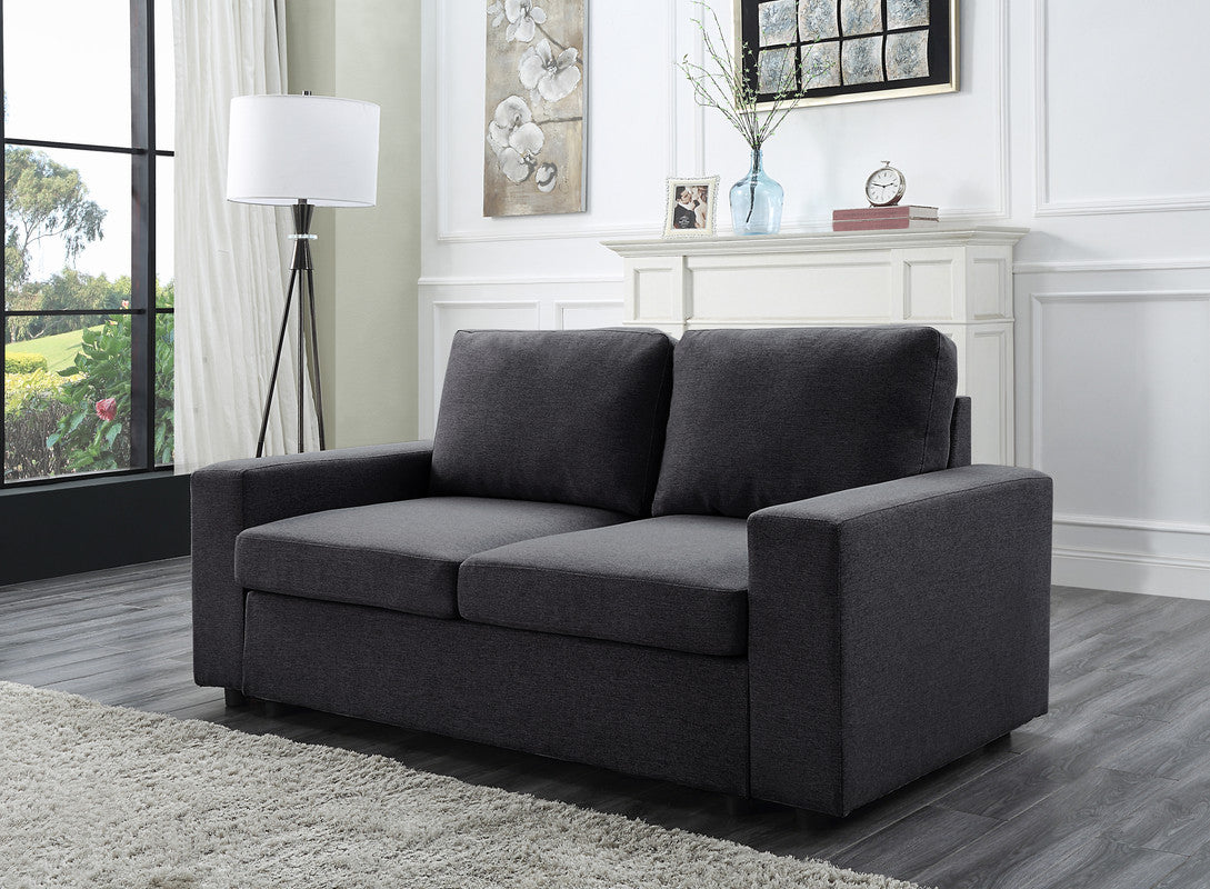 Lilola Home Brenton Loveseat in Dark Gray Linen