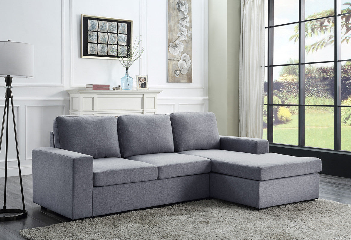 Lilola Home Newlyn Light Gray Linen Reversible Sectional Sofa Chaise