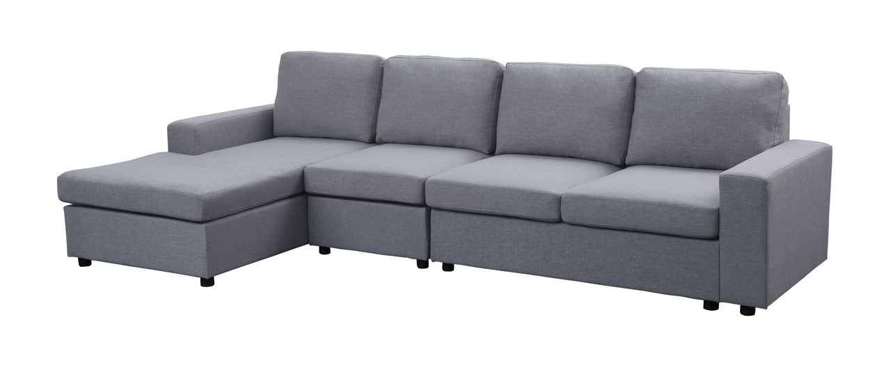 Lilola Home Bailey Light Gray Linen Reversible Modular Sectional Sofa Chaise