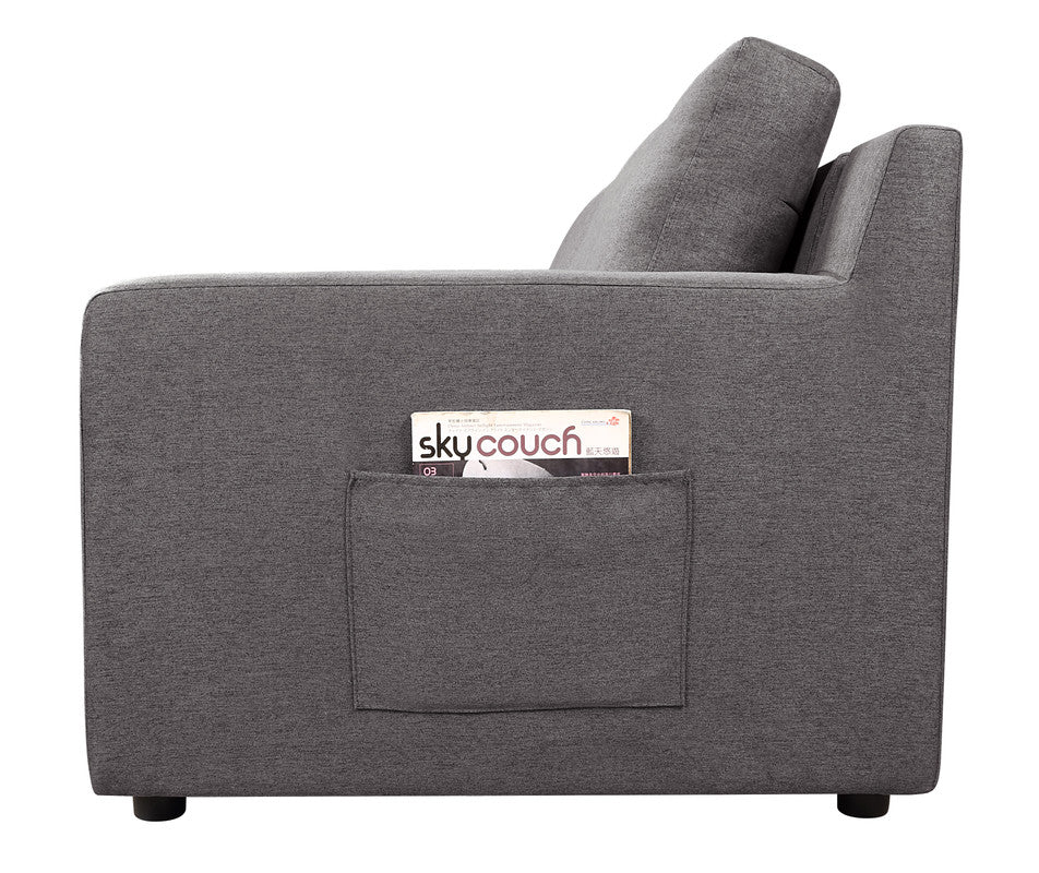 Lilola Home Waylon Gray Linen 4-Seater Sofa with Pockets
