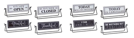 Reversable Sign With Stand (Set Of 4) 12.75"L x 4.75"H Iron