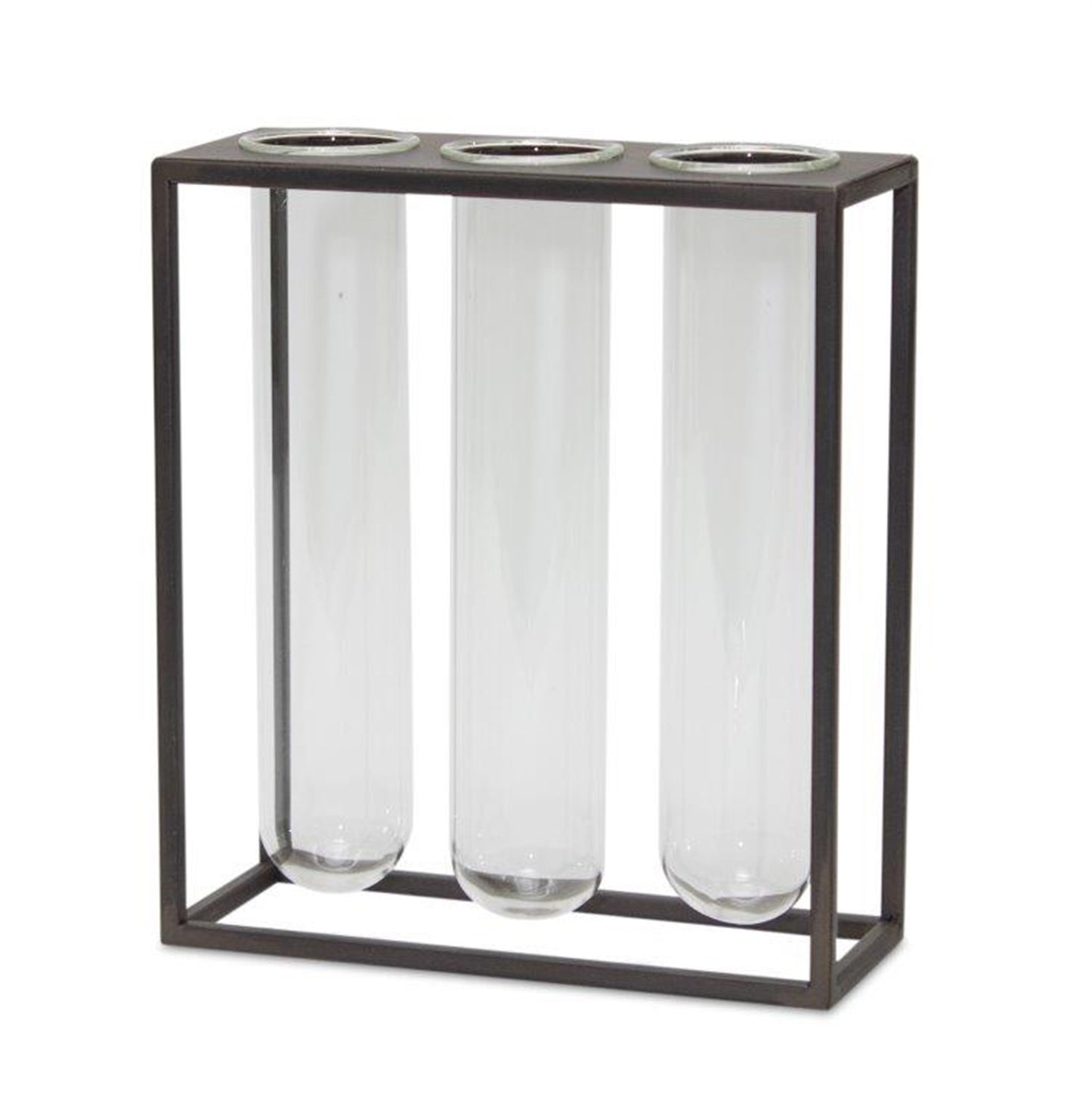 Vases In Stand 8"L x 9"H Iron/Glass