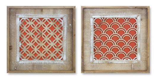 Wall Plaque (Set Of 2) 15.25"Sq Mdf/Wood