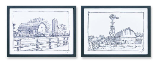 Barn Print (Set Of 2) 15.75"L x 12"H Mdf/Paper