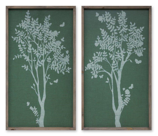 Tree Print (Set Of 2) 17.75"L x 31.5"H Mdf/Wood