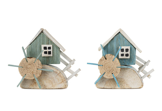 Water Wheel (Set Of 2) 8.5"L x 7"H Wood