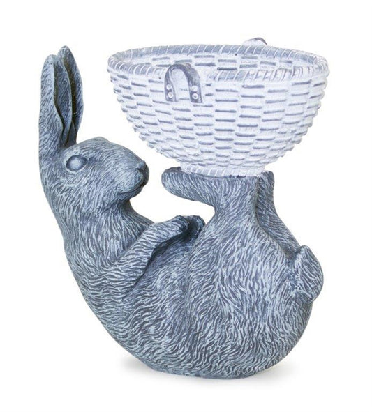 Laying Rabbit W/Basket 7"L x 7"H Resin
