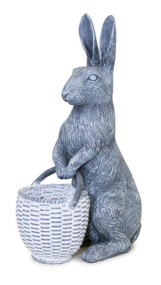 Standing Rabbit With Basket 6.75"L x 10.5"H Resin