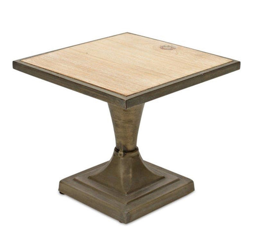 Tray On Pedestal 8.75"L x 8"H Iron/Wood