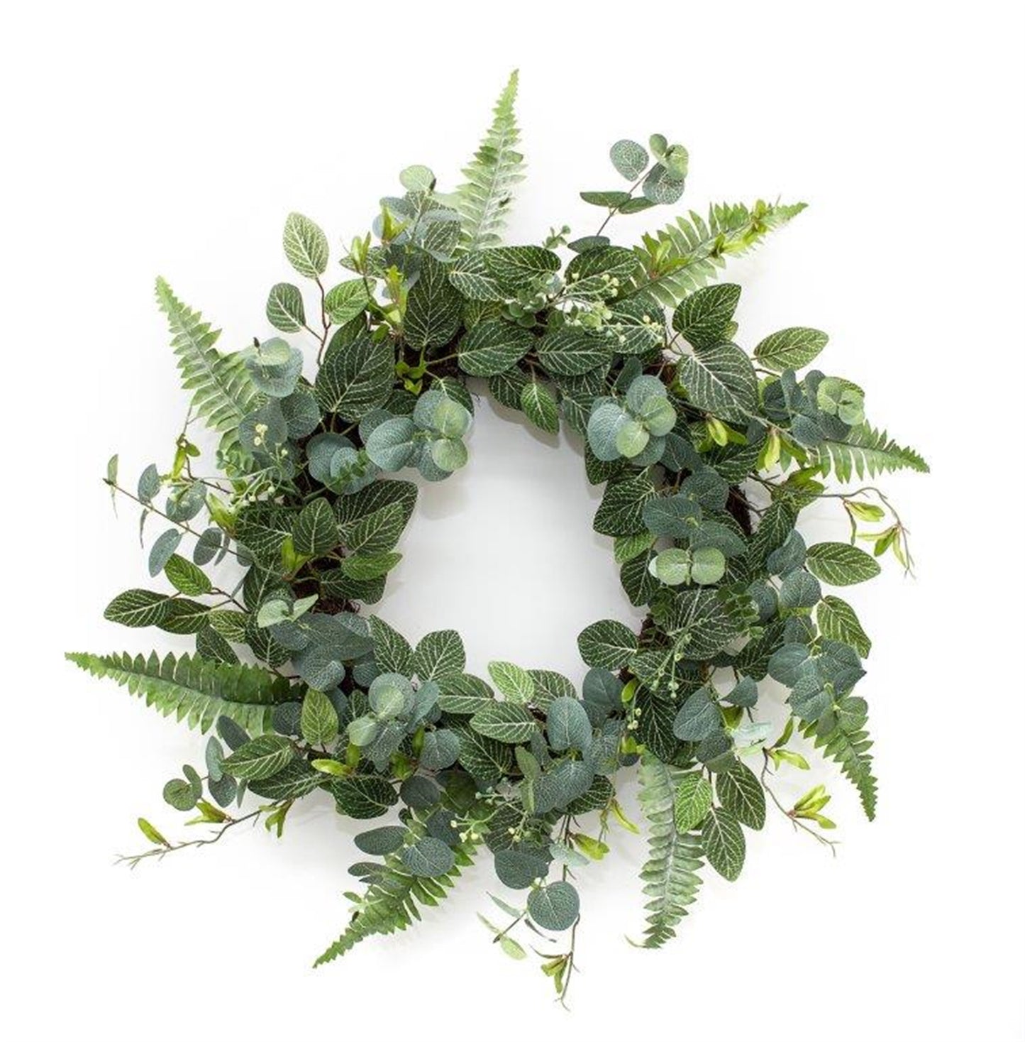 Mixed Foliage Wreath 24.5"D Polyester