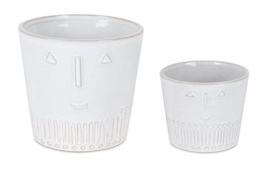 Pot (Set Of 2) 4.25"D x 3.5"H, 5.5"D x 5.25"H Porcelain