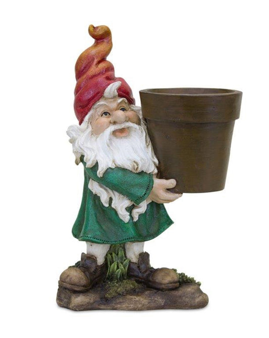 Gnome W/Pot 5.75"L x 9"H Resin