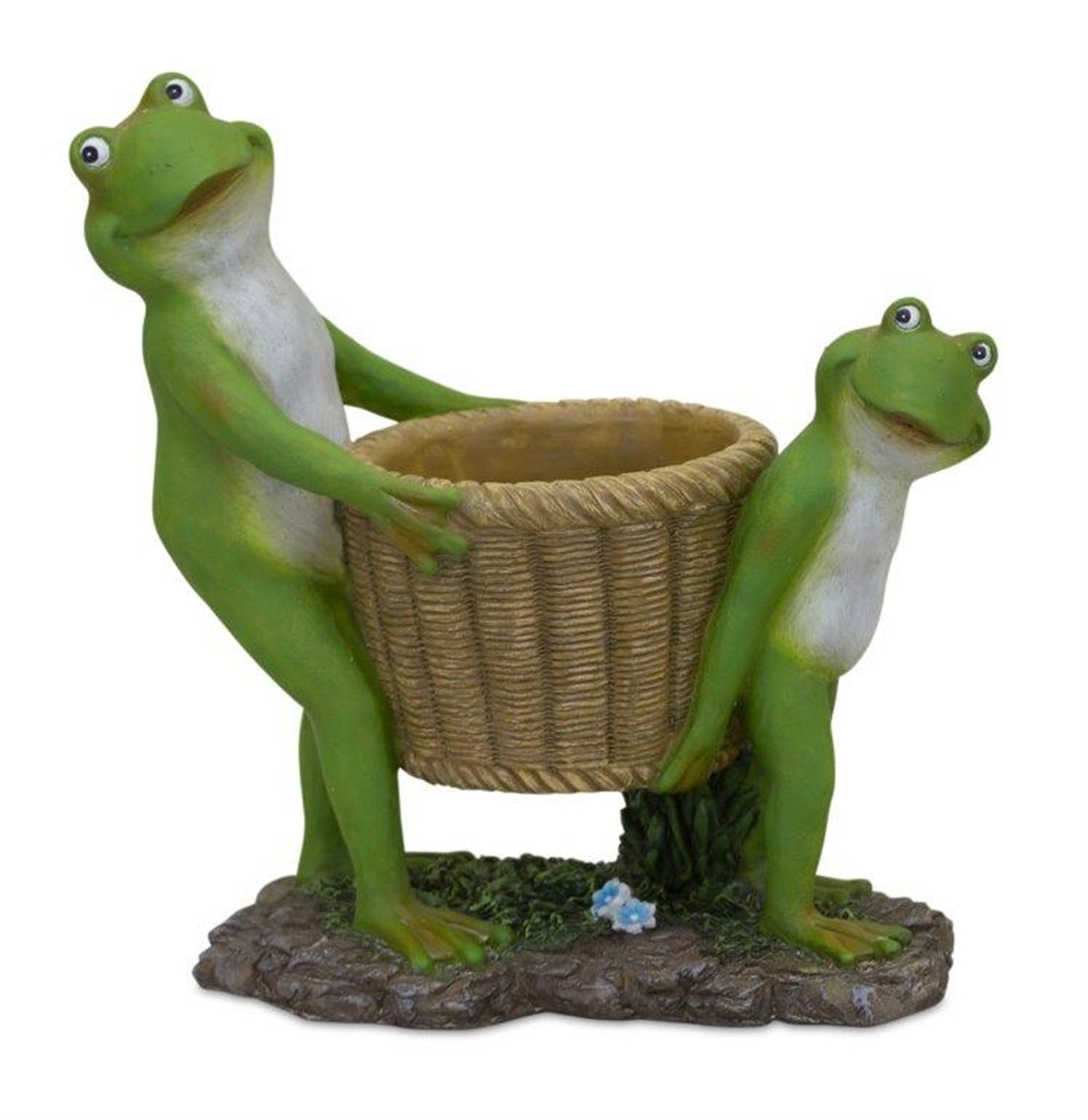 Frogs With Basket 9"L x 10"H Resin