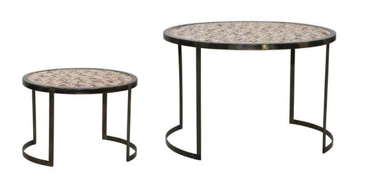 Pedestal (Set Of 2) 10.5"D x 7"H, 15.75"D x 10.5"H Iron/Mdf