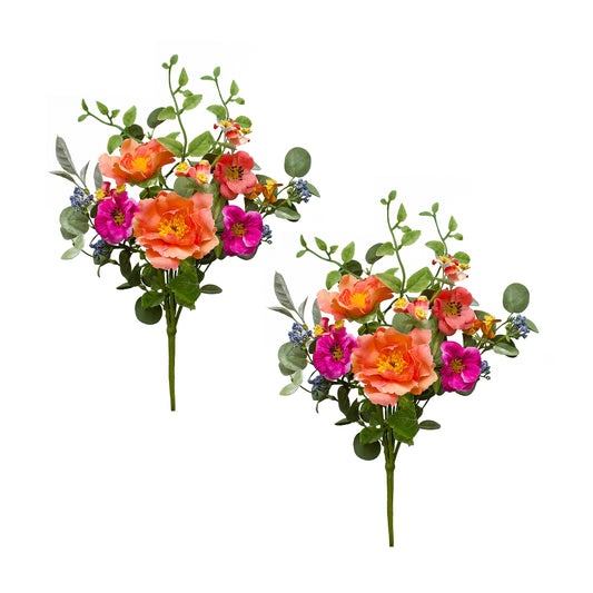 Floral Bouquet (Set Of 2) 16.5"H Polyester/Eva