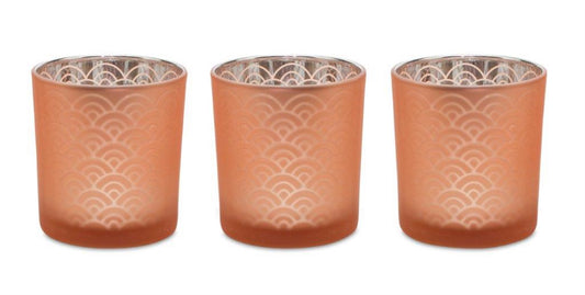 Votive Holder (Set Of 3) 3"D x 3.25"H Glass, Orange