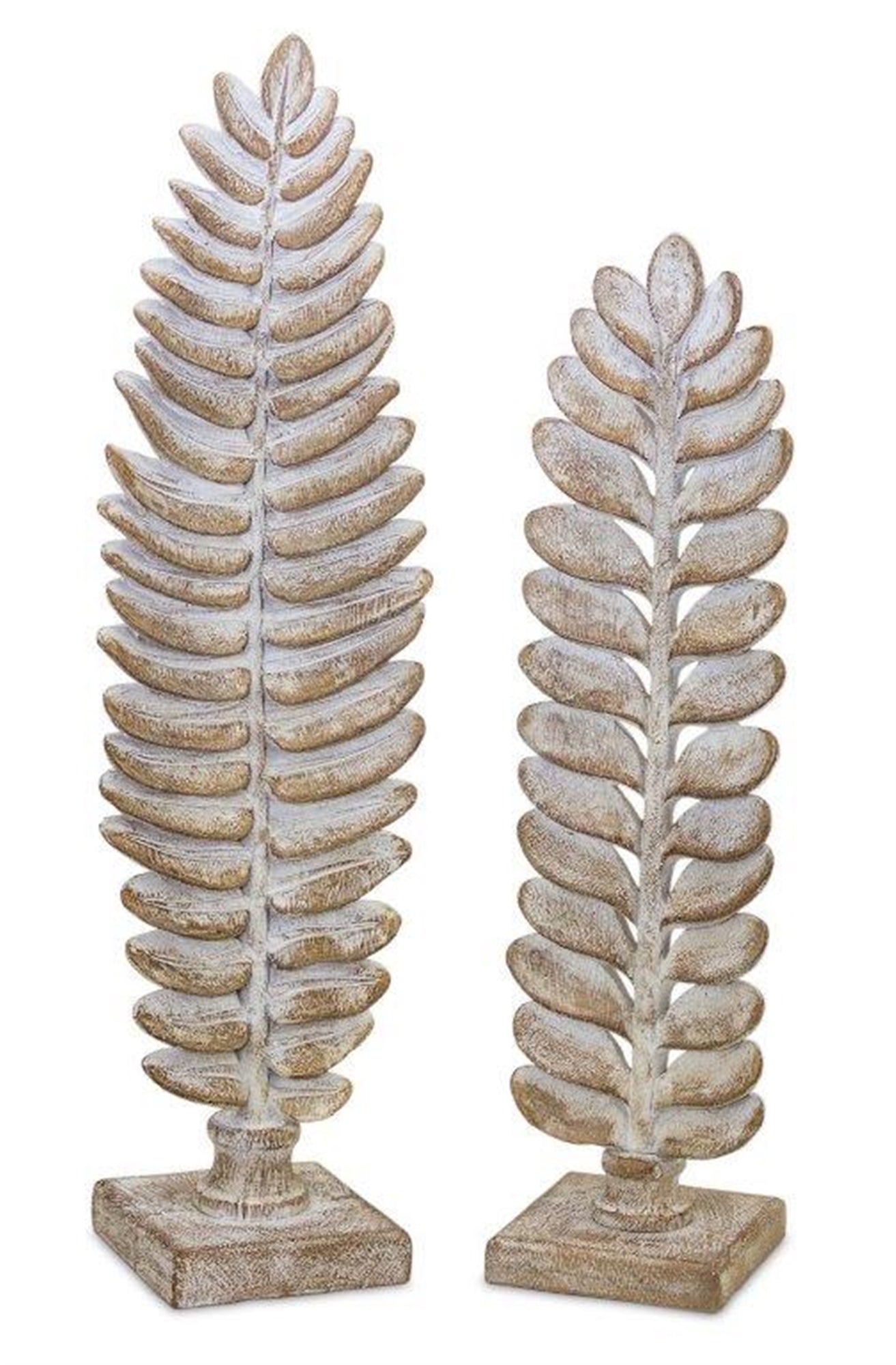 Leaf On Stand (Set Of 2) 14.75"H, 17.25"H Resin