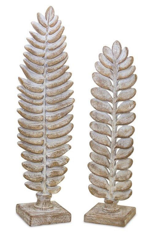 Leaf On Stand (Set Of 2) 14.75"H, 17.25"H Resin